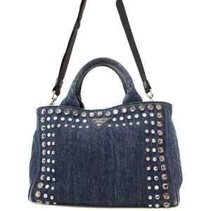 PRADA Canapa Jeweled Handbag Bag